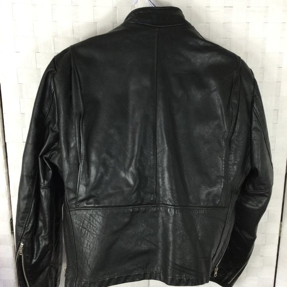 Excelled Black Leather Jacket, Vintage, 42R, - Picture 3 of 16